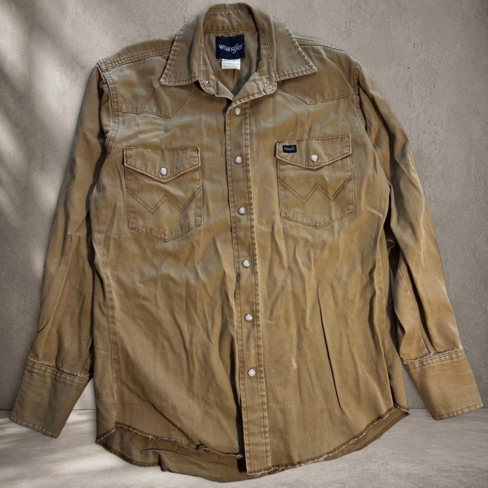 Wrangler Tan Cotton Button Up Shirt